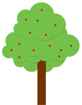 Cartoon Tree With Red Fruits