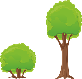 Cartoon Trees Vector Illustration PNG with transparent background
