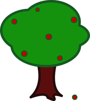 Cartoon Treewith Red Dots