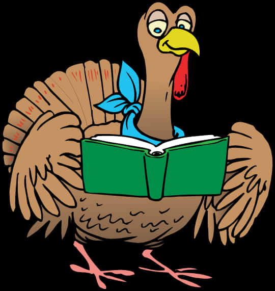 Cartoon Turkey Reading Book