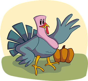 Cartoon Turkeywith Pumpkin PNG with transparent background