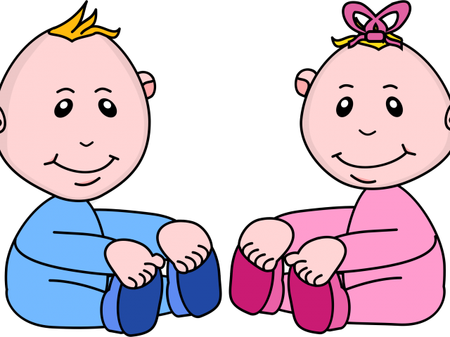 Cartoon Twin Babies Sitting