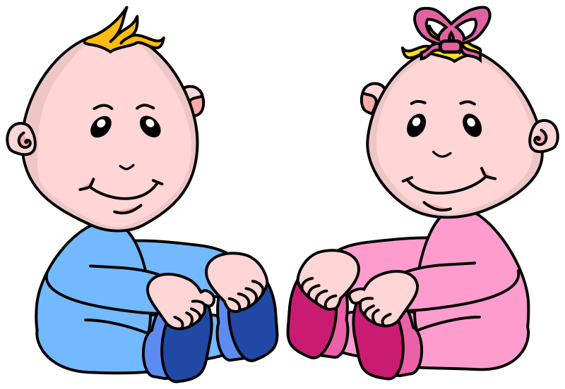Cartoon Twin Babies Sitting PNG with transparent background