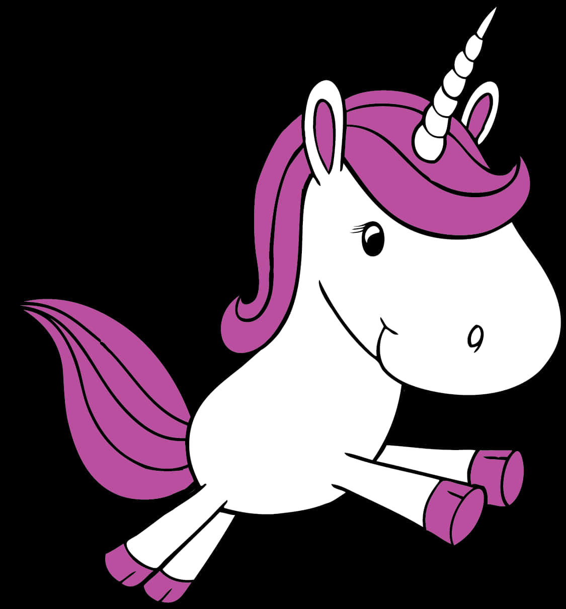 Cartoon Unicorn Purple Mane Tail