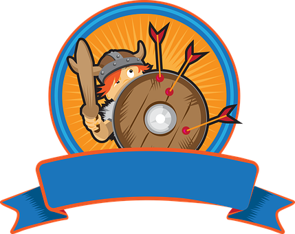 Cartoon Viking Warrior Defending PNG with transparent background
