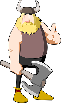 Cartoon Viking Warrior Gesture PNG with transparent background