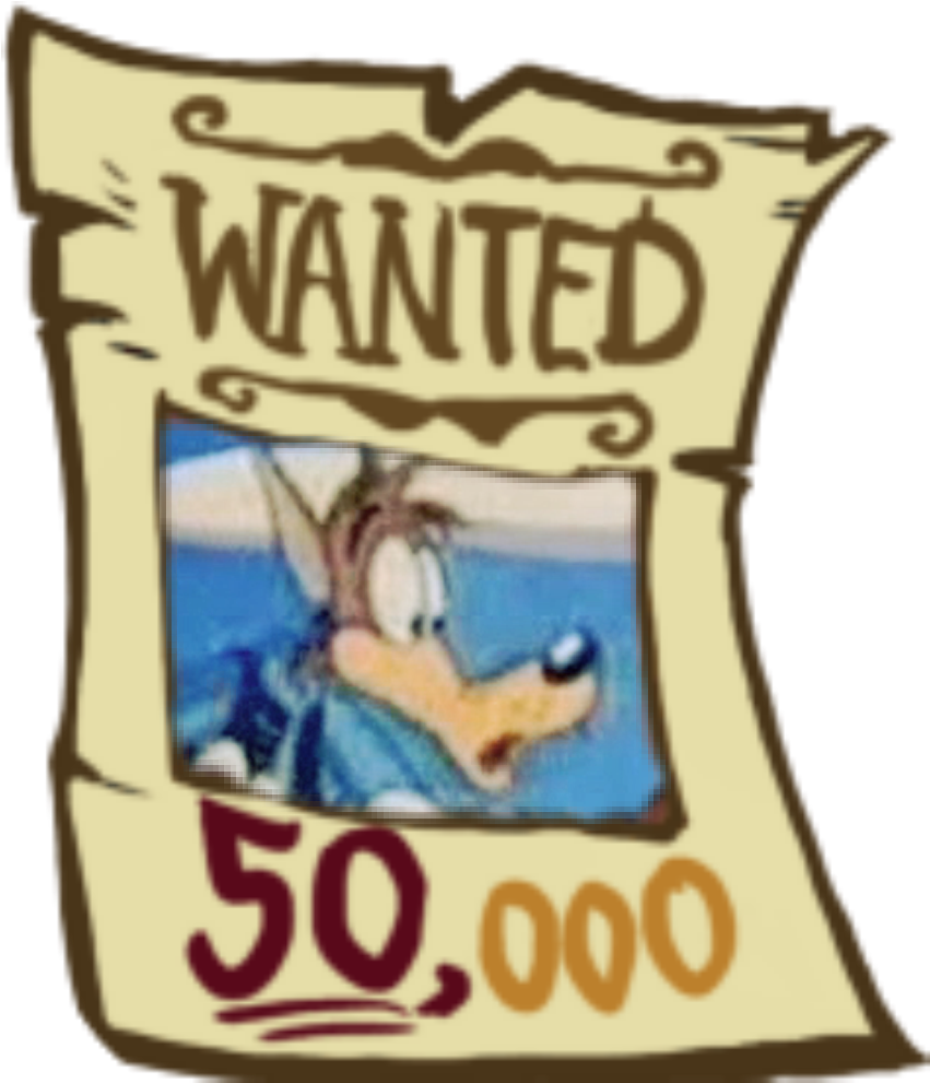 Cartoon Wanted Poster50000 Reward