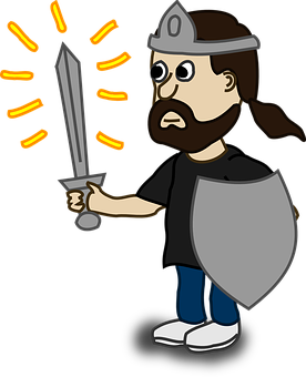 Cartoon Warriorwith Swordand Shield