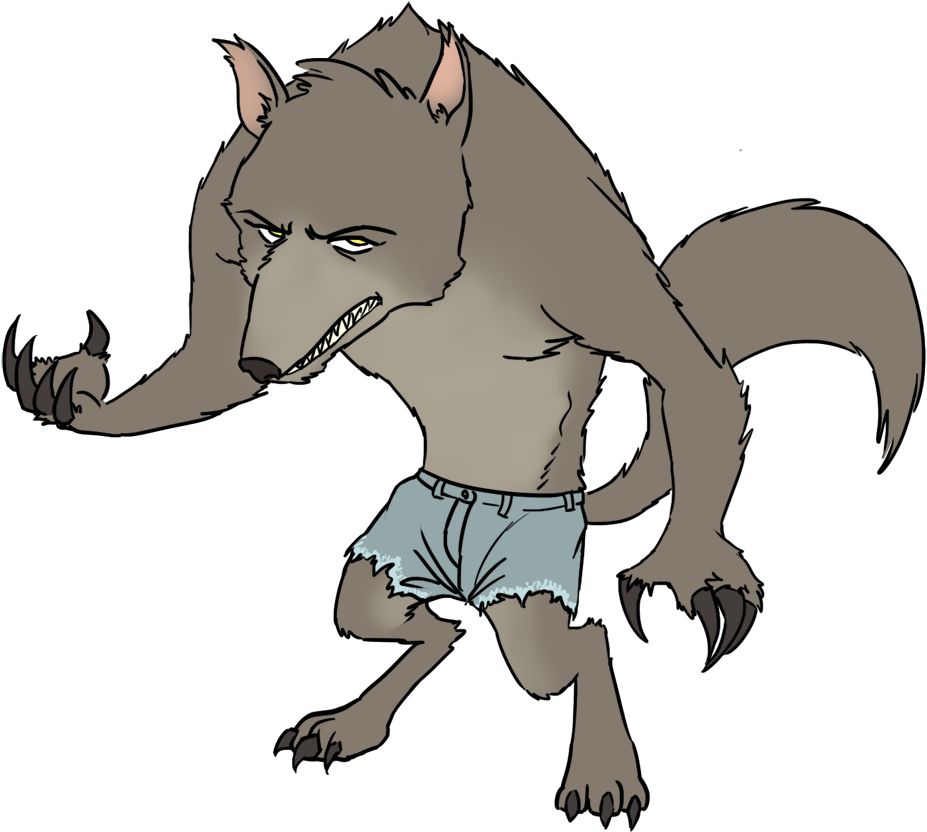 Cartoon Werewolfin Shorts