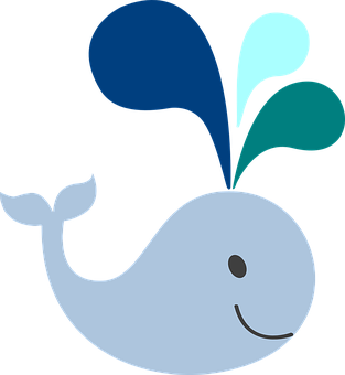 Cartoon Whale Vector Illustration PNG with transparent background