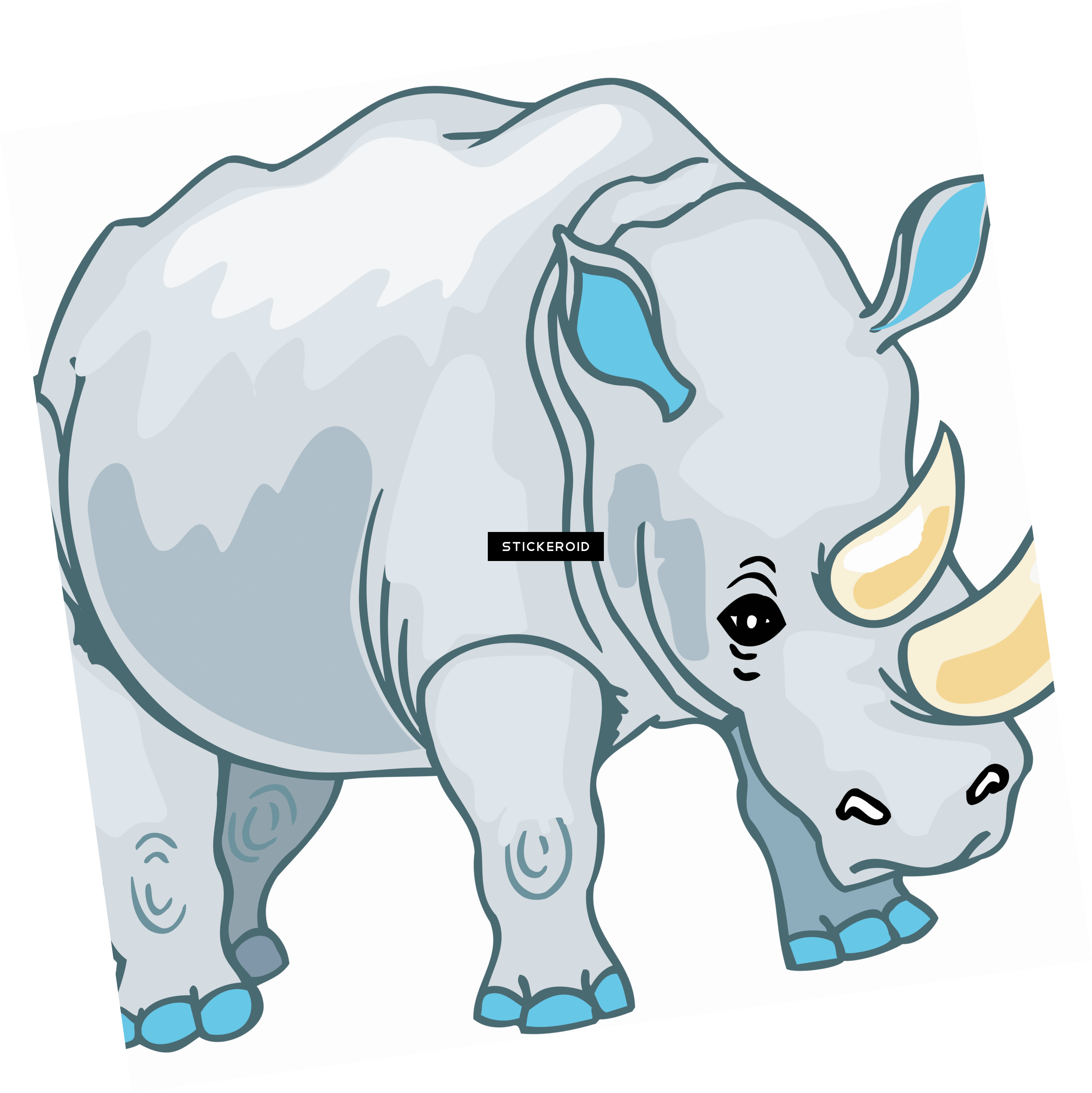 Cartoon White Rhino Illustration