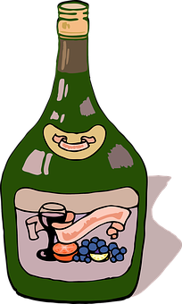 Cartoon Wine Bottle With Fruits