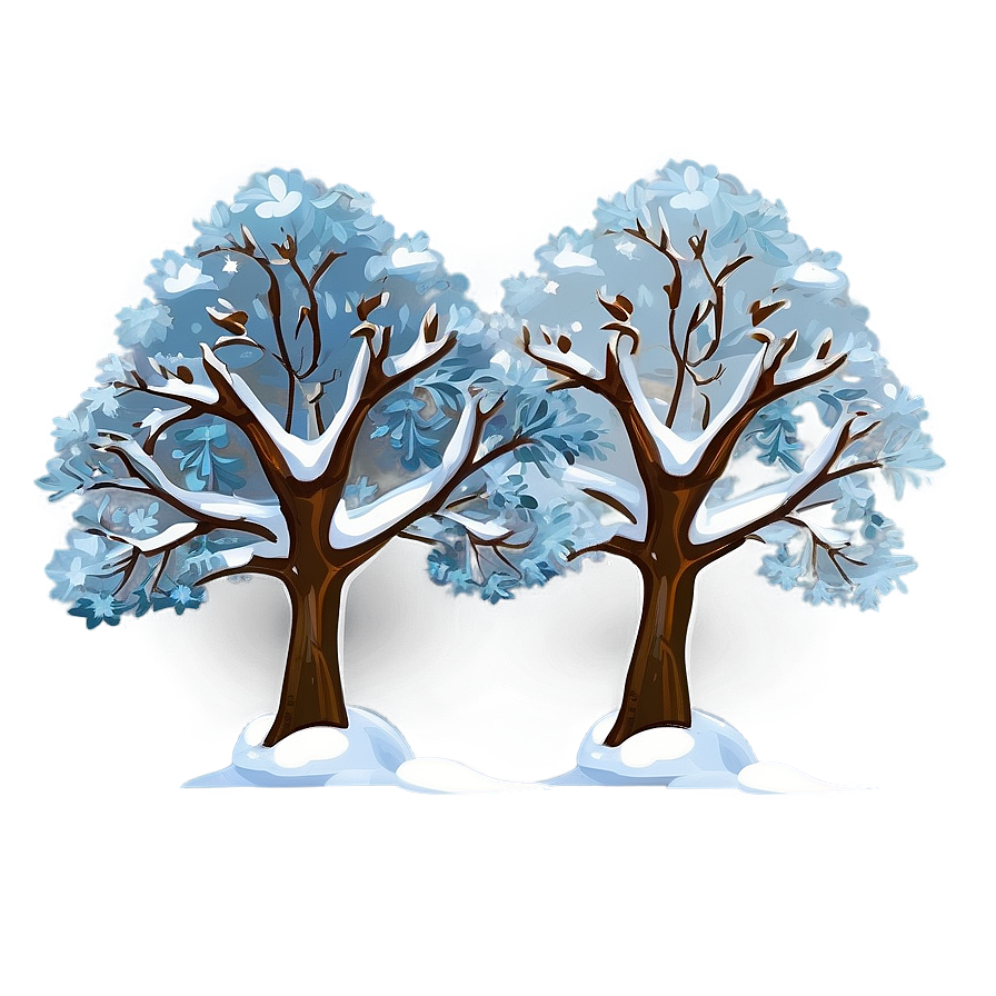 Cartoon Winter Trees Scene Png Gjm