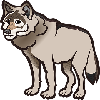 Cartoon Wolf Standing PNG with transparent background