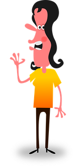 Cartoon Woman Gesture Black Background