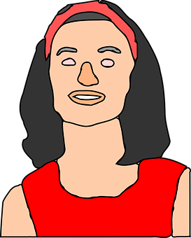 Cartoon Woman Red Headband PNG with transparent background