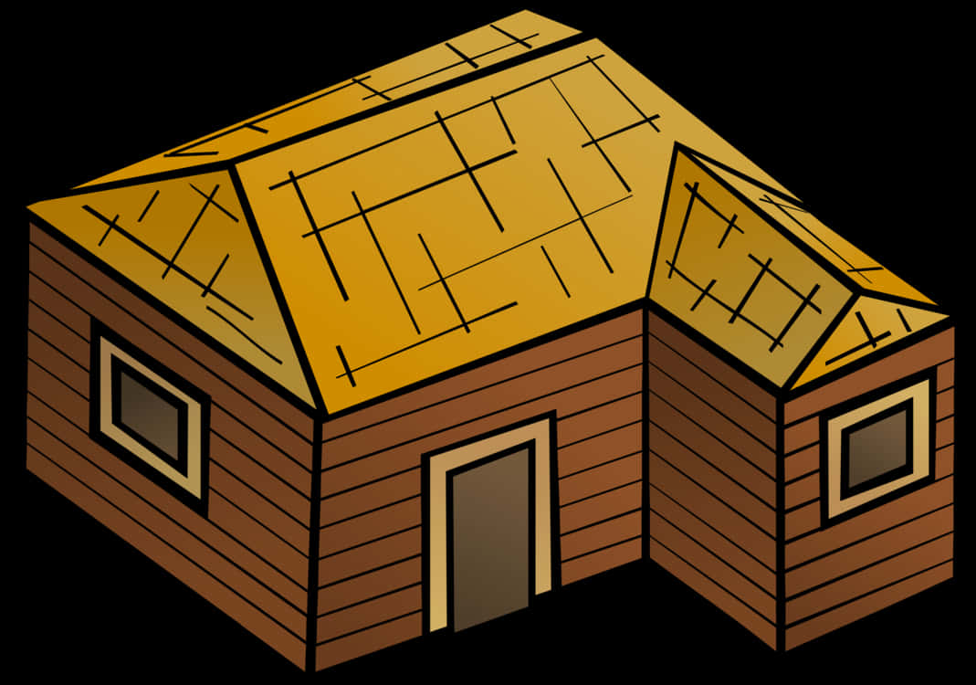 Cartoon Wooden House Illustration