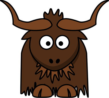 Cartoon Yak Character PNG with transparent background