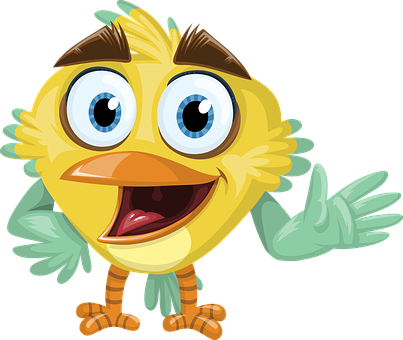 Cartoon Yellow Bird Character PNG with transparent background