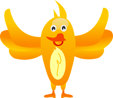 Cartoon Yellow Bird Spread Wings