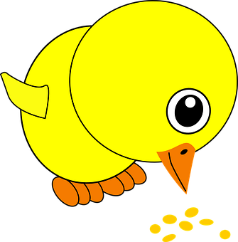 Cartoon Yellow Chick Feeding PNG image with a transparent background, free high-resolution download