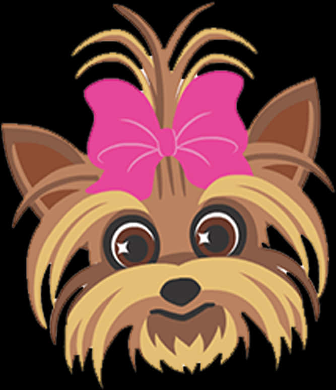 Cartoon Yorkshire Terrierwith Pink Bow