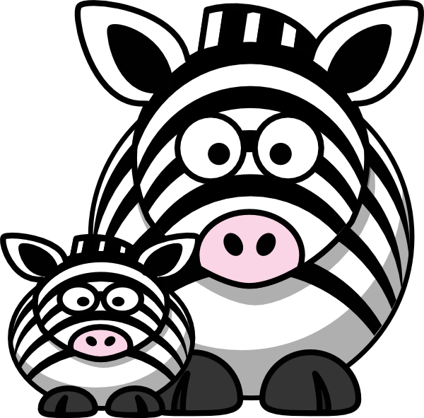 Cartoon Zebraand Baby Zebra