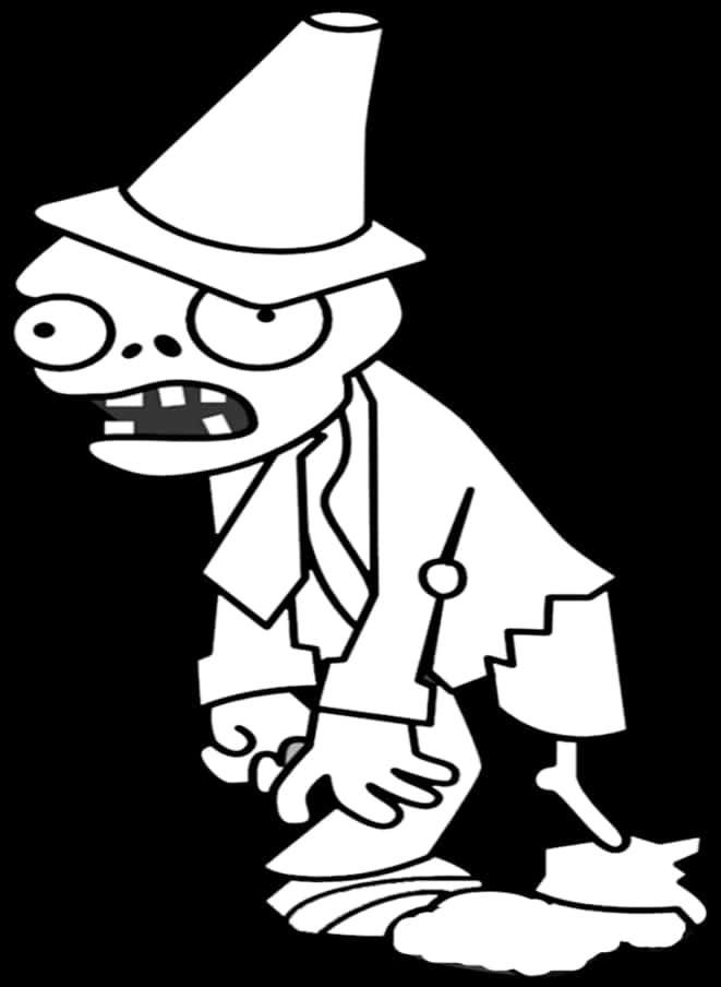 Cartoon Zombie Detective Black White