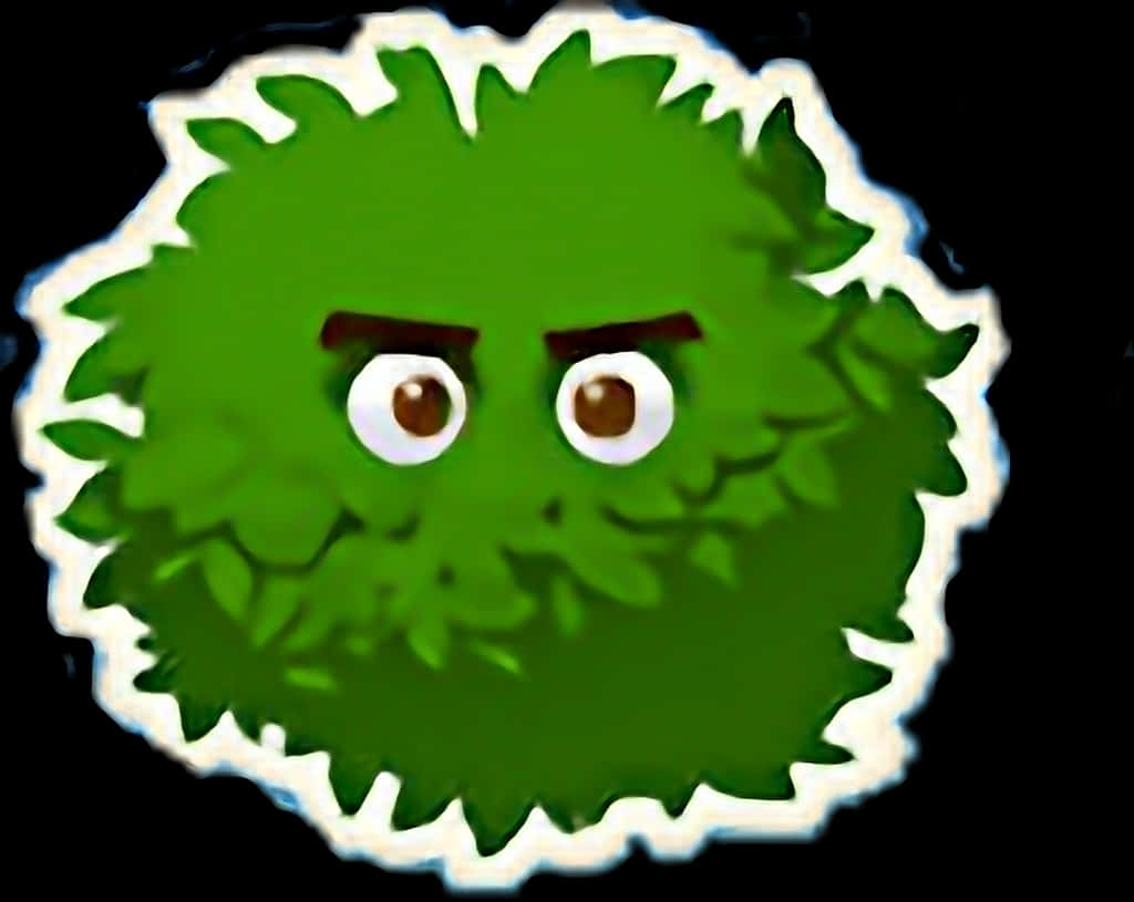 Cartoonish Green Bush With Eyes