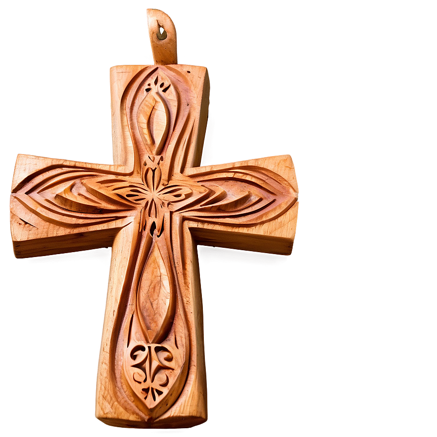 Carved Wooden Cross PNG 05252024 PNG with transparent background