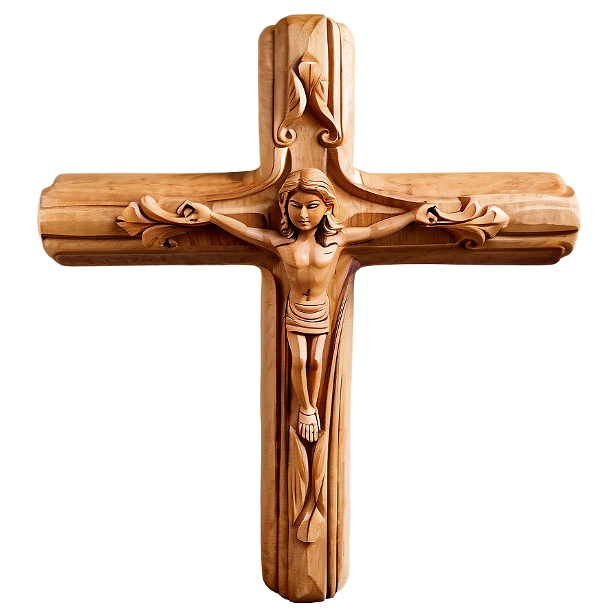 Carved Wooden Cross PNG str PNG with transparent background