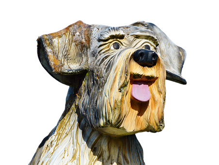 Carved Wooden Dog Sculpture PNG with transparent background