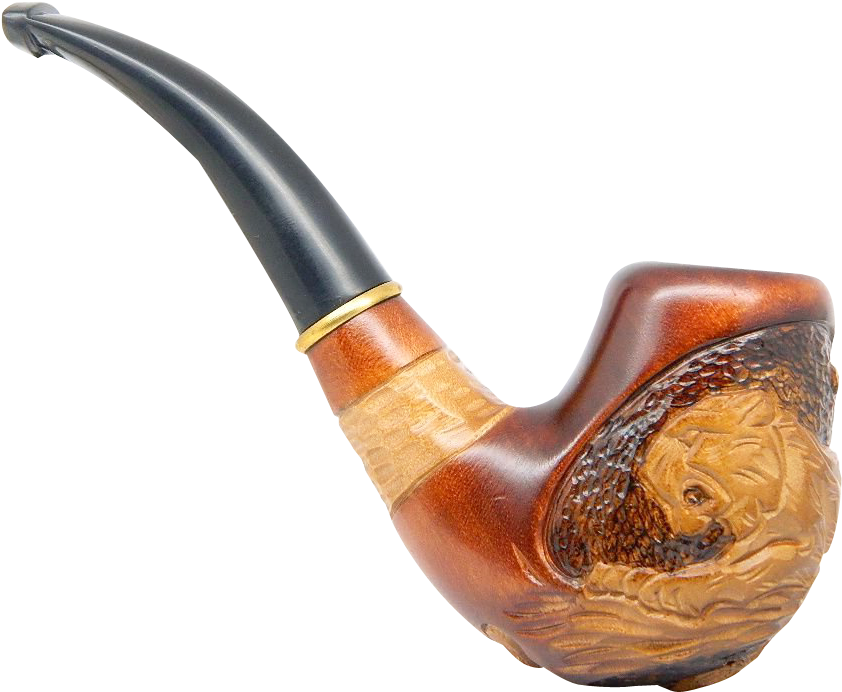Carved Wooden Tobacco Pipe PNG image with a transparent background, free high-resolution download