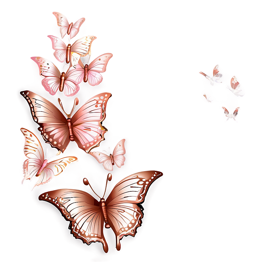 Cascading Rose Gold Butterfly Png Qqj92