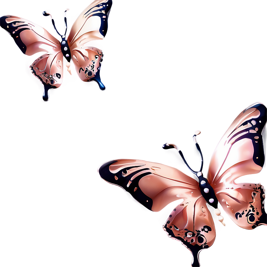 Cascading Rose Gold Butterfly Png Wjv