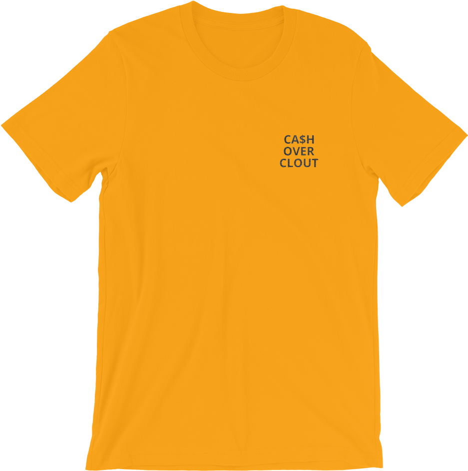 Cash Over Clout Yellow Shirt PNG with transparent background