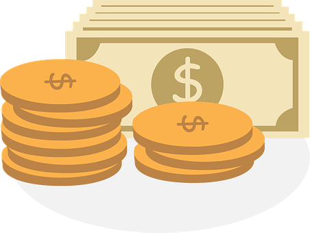 Cashand Coins Illustration PNG with transparent background