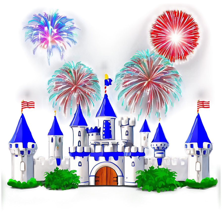 Castle With Fireworks Png 05032024