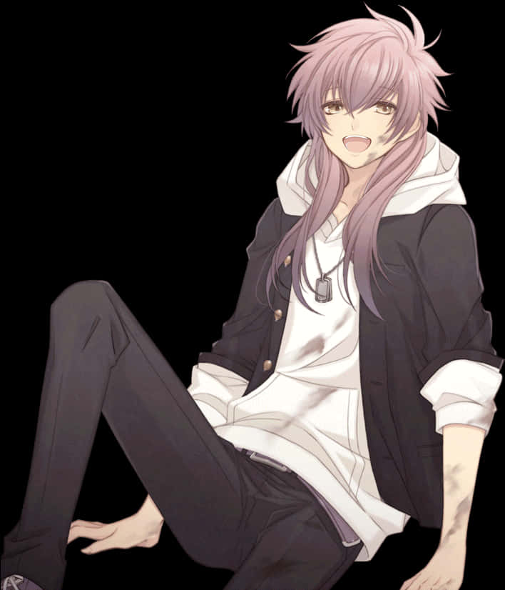 Casual Anime Boy Sitting Smile