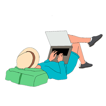 Casual Laptop Usage Illustration PNG with transparent background