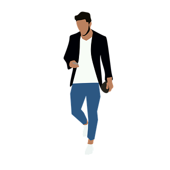 Casual Man Walking Vector PNG with transparent background