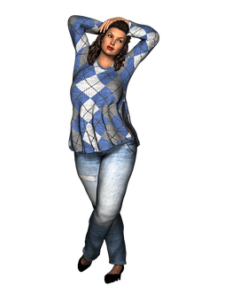 Casual Pose_ Female3 D Model PNG with transparent background