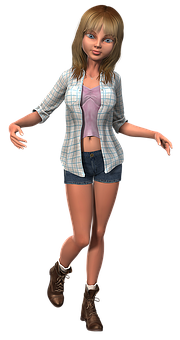 Casual Style3 D Girl Character