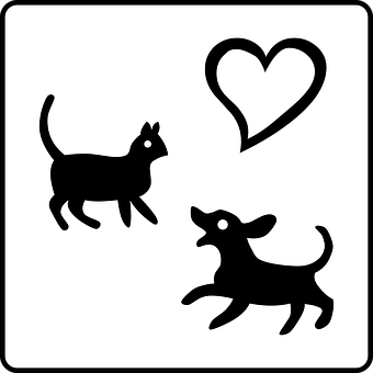 Cat Dog Heart Silhouette PNG with transparent background