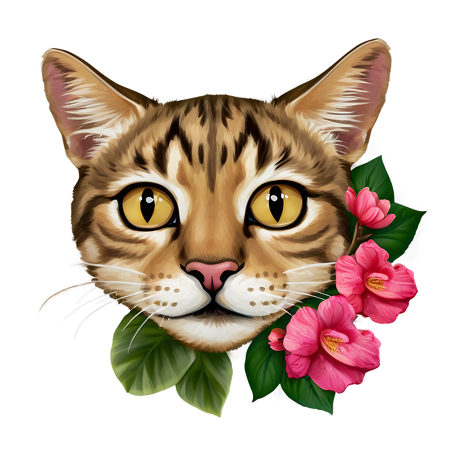 Cat Face With Flowers Png 35