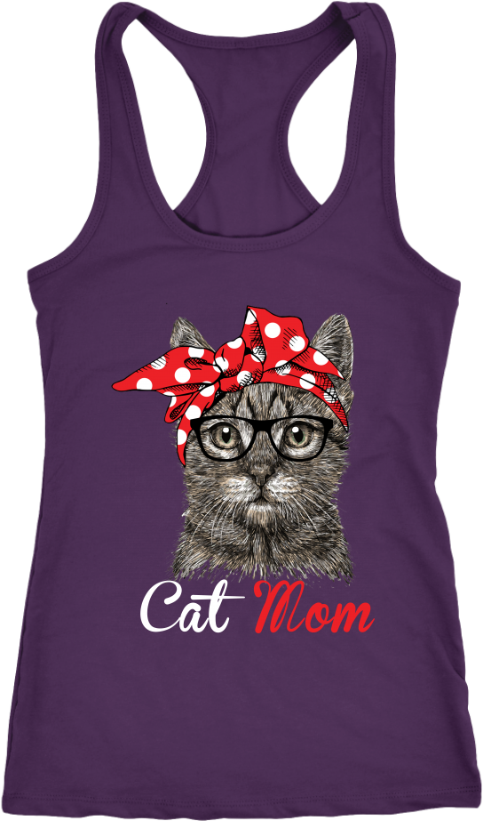 Cat Mom Tank Topwith Graphic Print