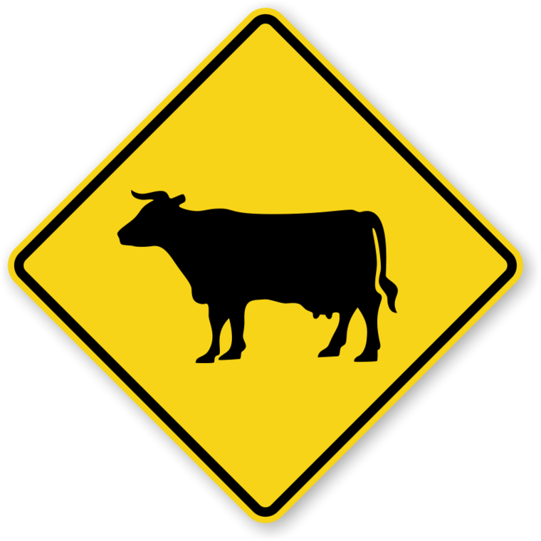 Cattle Pedestrian Crossing Warning Sign Traffic Sign - Cattle Crossing Sign, HD Png Download PNG with transparent background