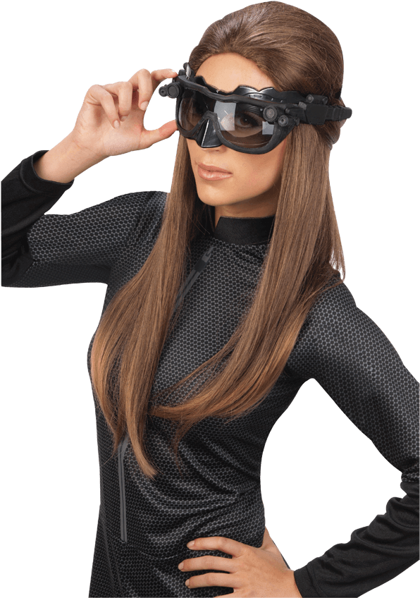 Catwoman Costume Goggles Pose