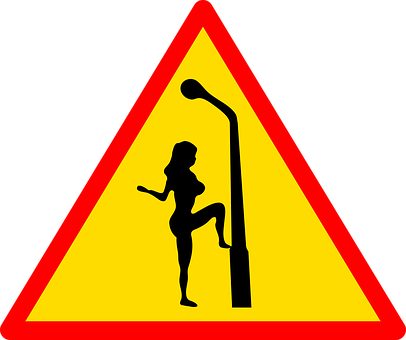 Caution Silhouette Dancing Sign PNG with transparent background