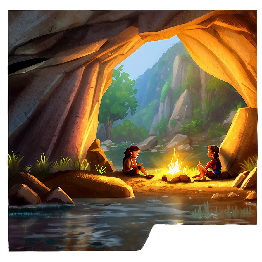 Cave Camping Scene Png 06112024